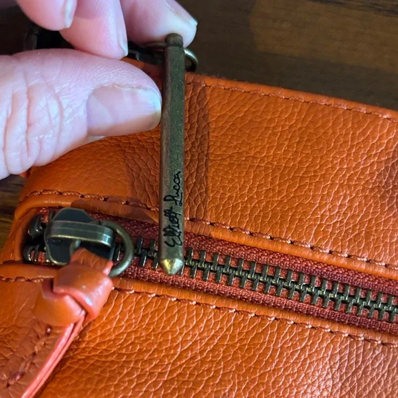 Elliott Lucca Women's Orange Vegan Leather Crossbody Purse - Picture 4 of 12